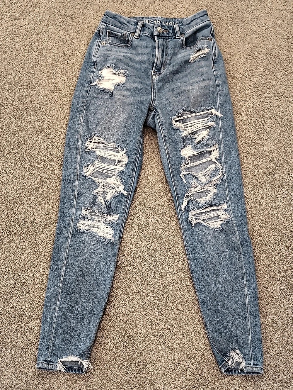 American Eagle Distressed Skinny Jeans in Blue